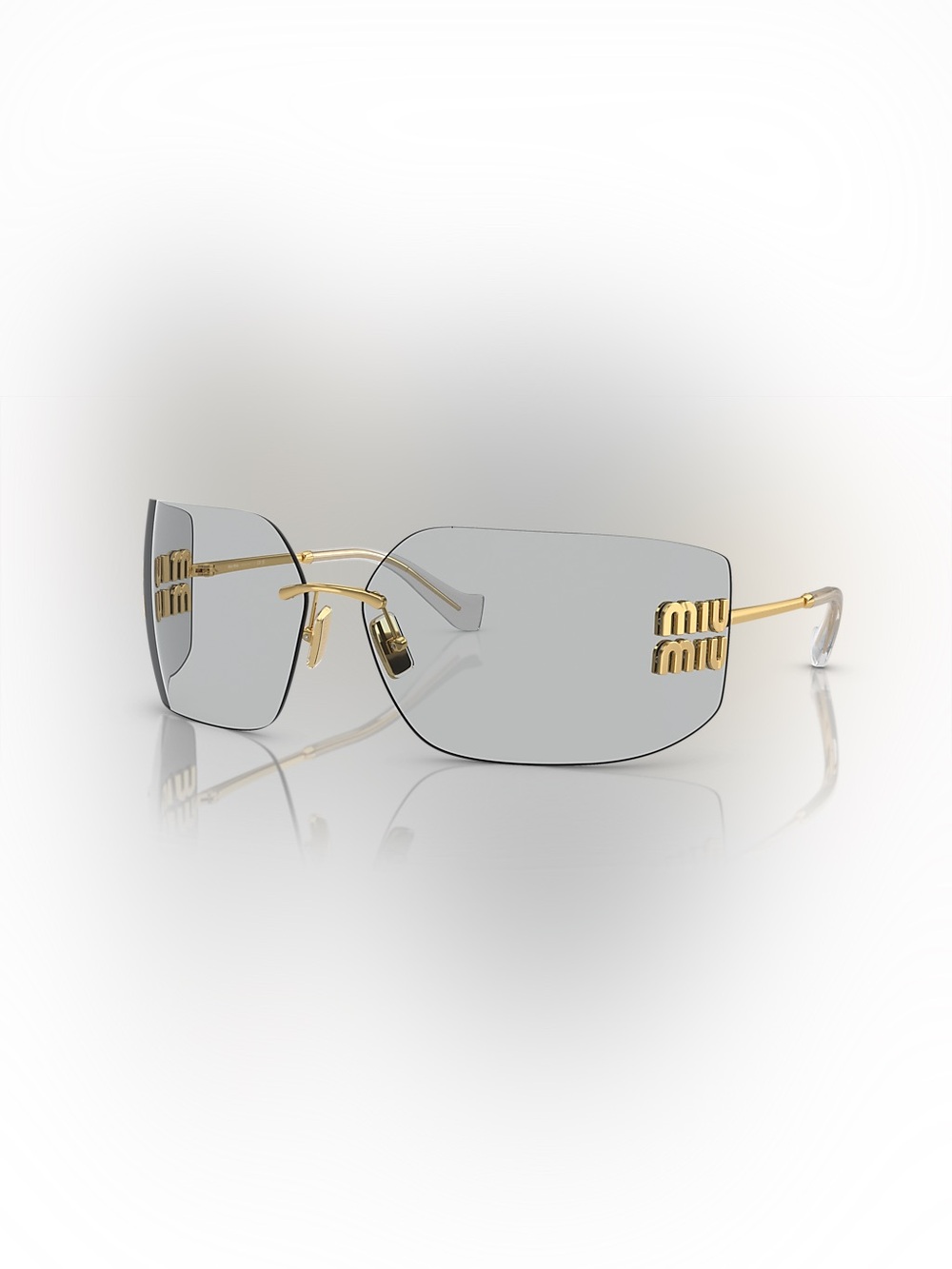 Miu Miu
Miu Miu MU 54YS Rimless Sunglasses with Gray Lenses and Gold Accents